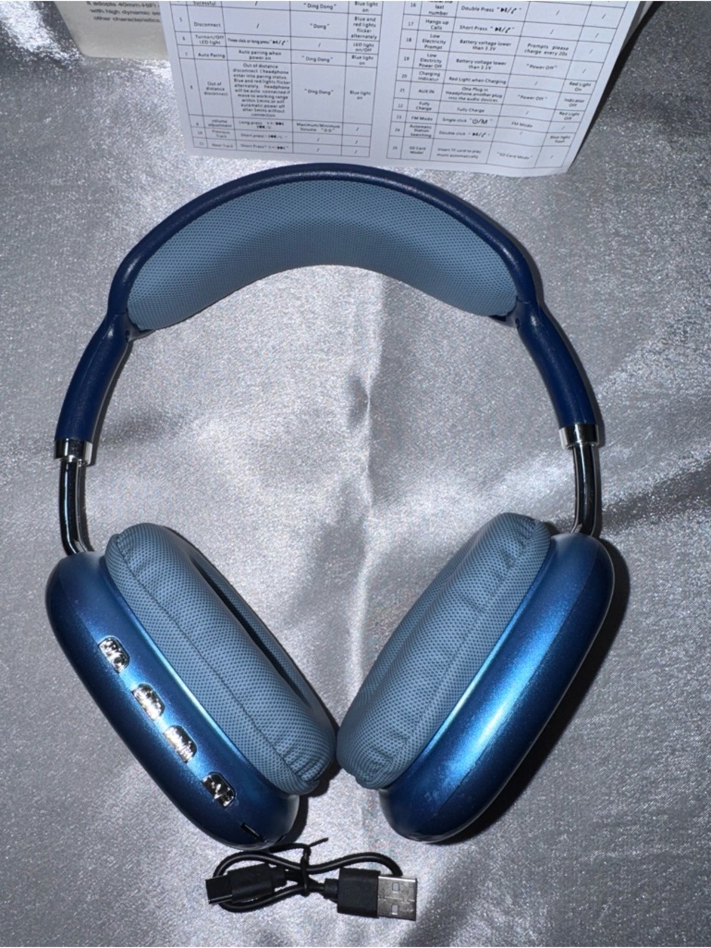 P9 Pro Max Over-Ear Wireless Headphones in Blue, NEW - Picture 11 of 15